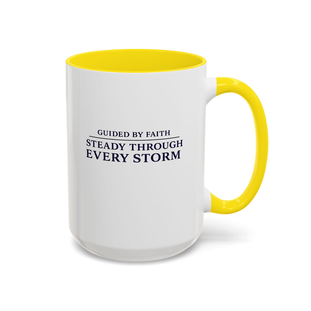 Quiet Strength™ Accent Coffee Mug | Guided by Faith, Steady Through Every Storm | 15oz Ceramic Mug