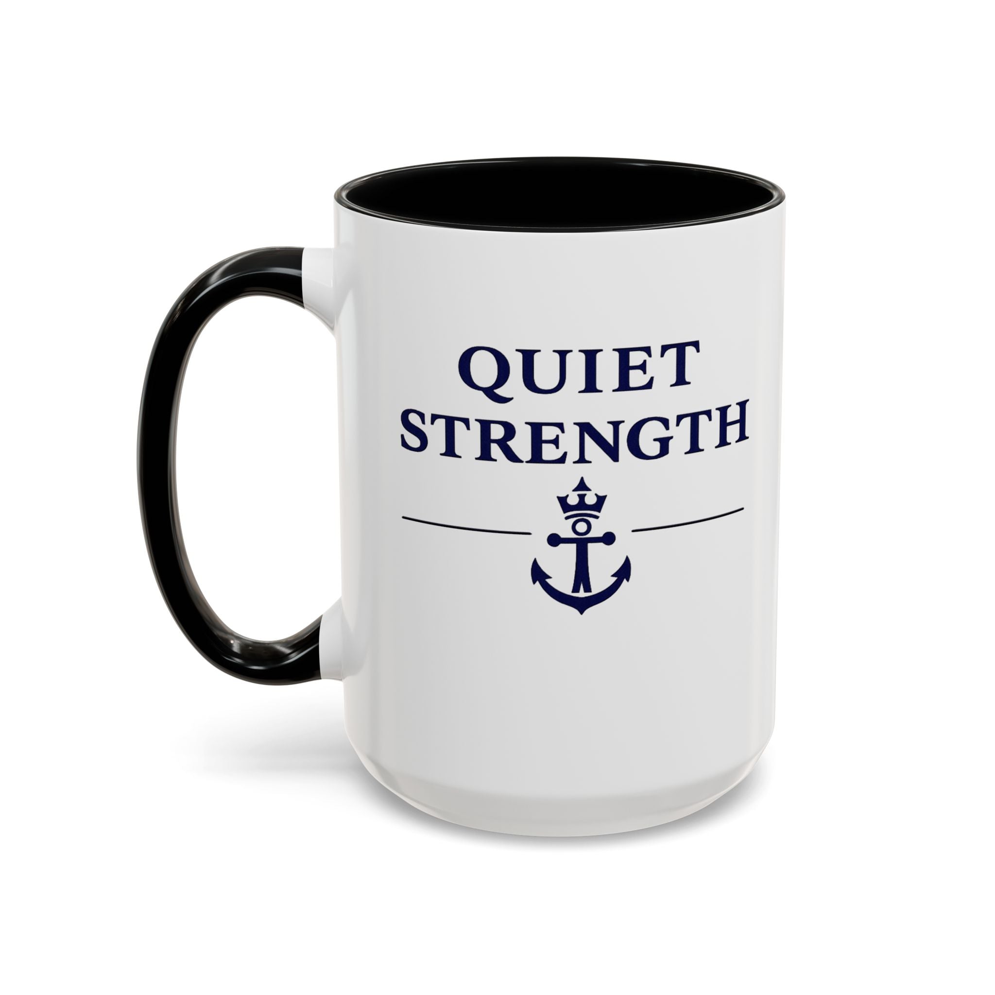 Quiet Strength™ Accent Coffee Mug | Guided by Faith, Steady Through Every Storm | 15oz Ceramic Mug