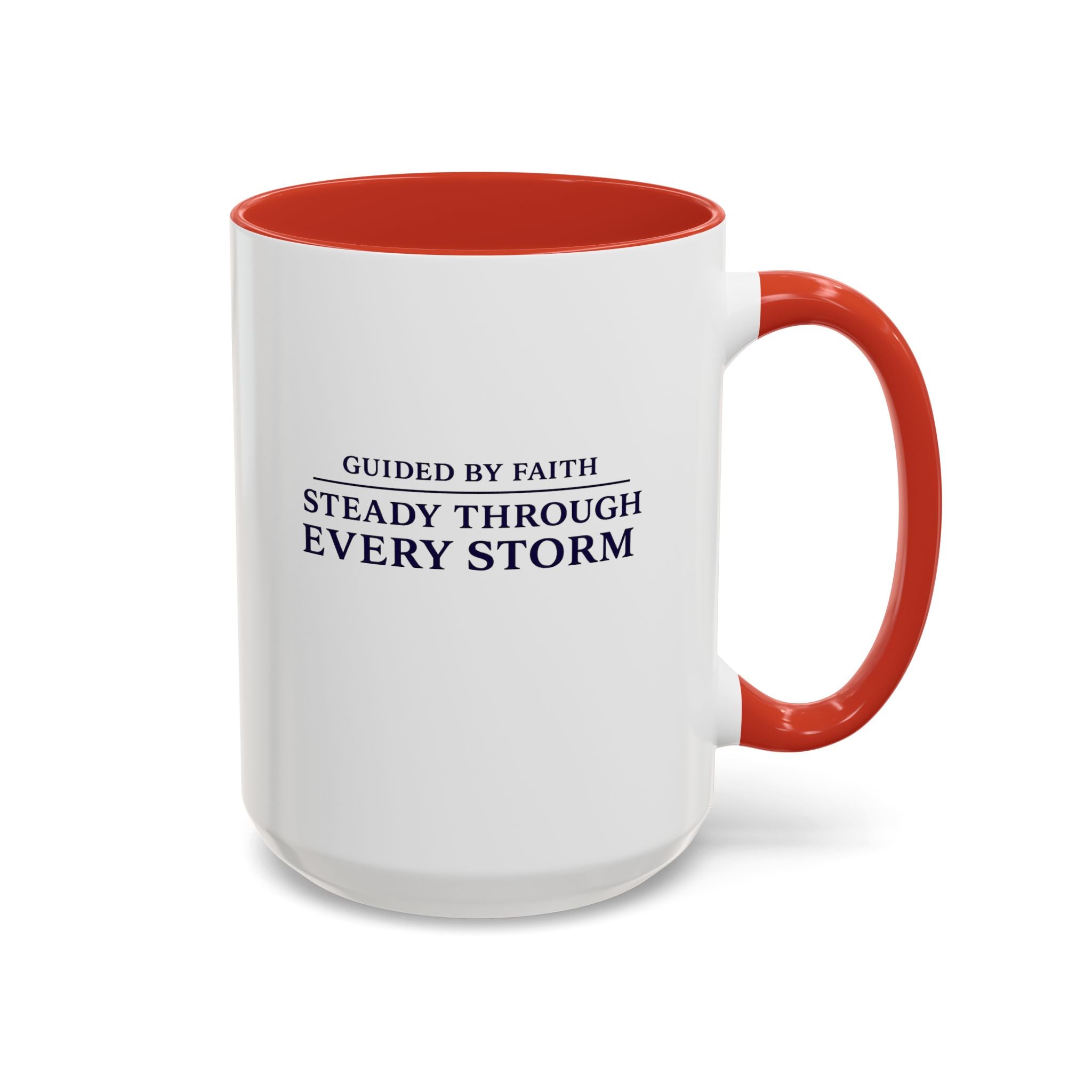 Quiet Strength™ Accent Coffee Mug | Guided by Faith, Steady Through Every Storm | 15oz Ceramic Mug