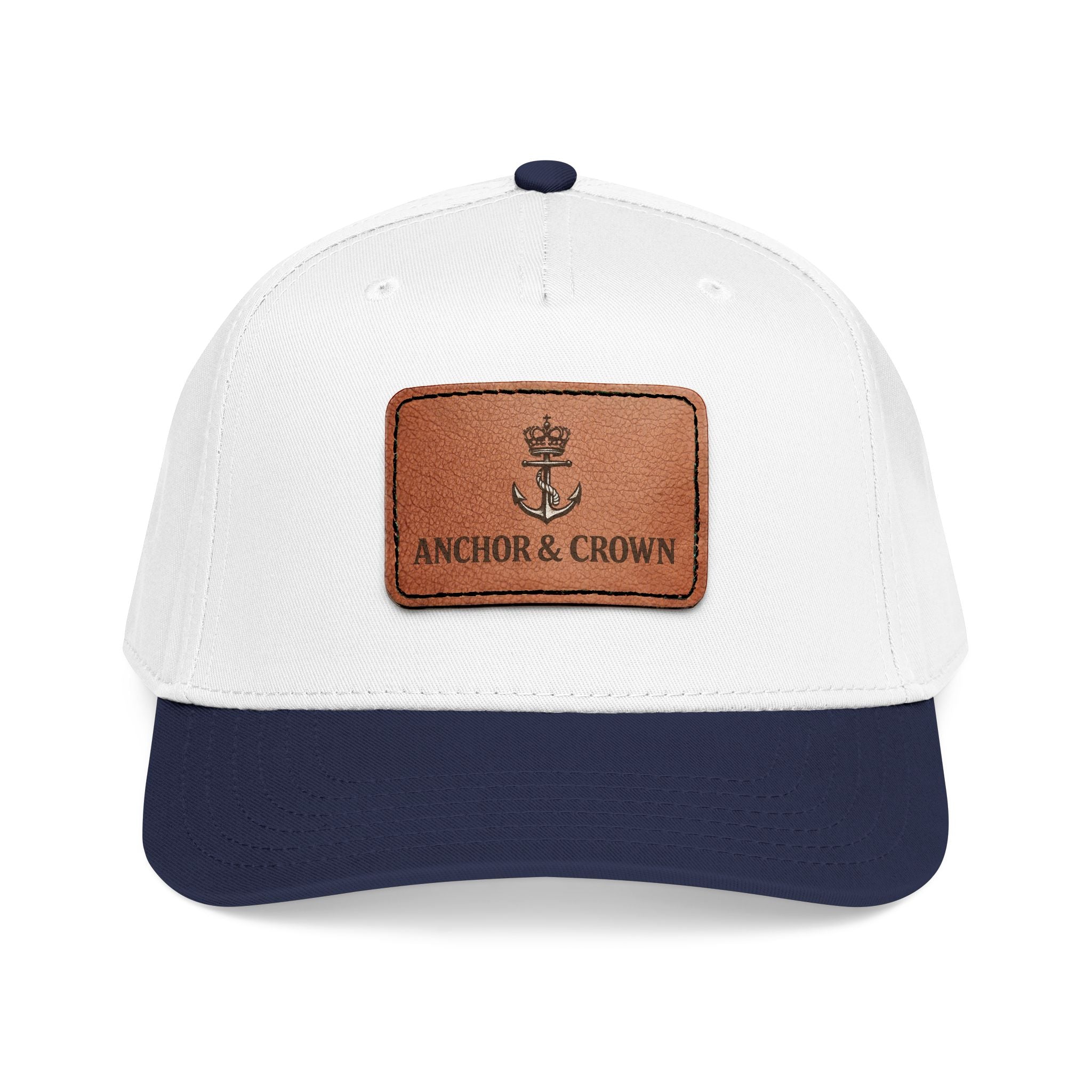 Anchor & Crown Leather Patch Baseball Cap