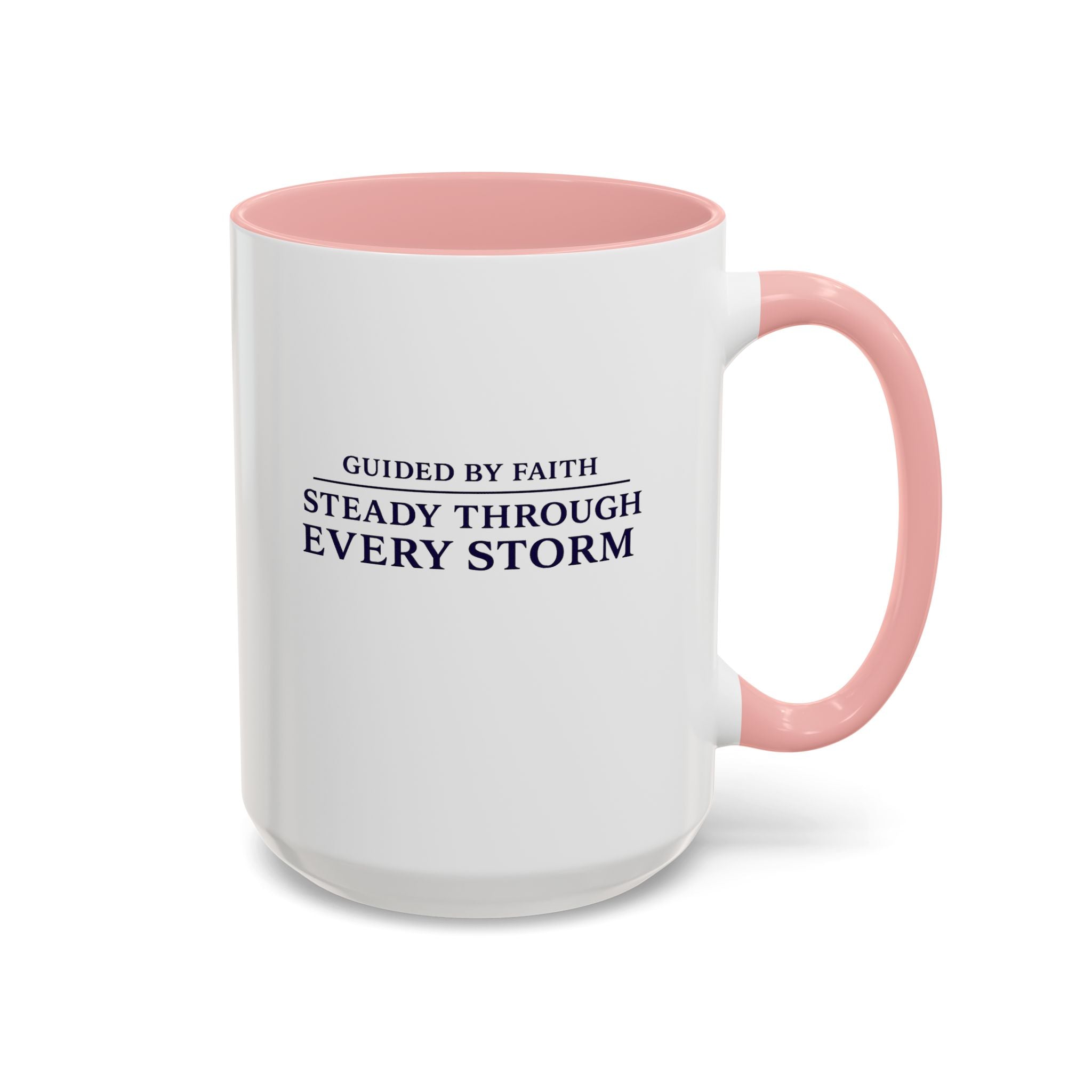Quiet Strength™ Accent Coffee Mug | Guided by Faith, Steady Through Every Storm | 15oz Ceramic Mug