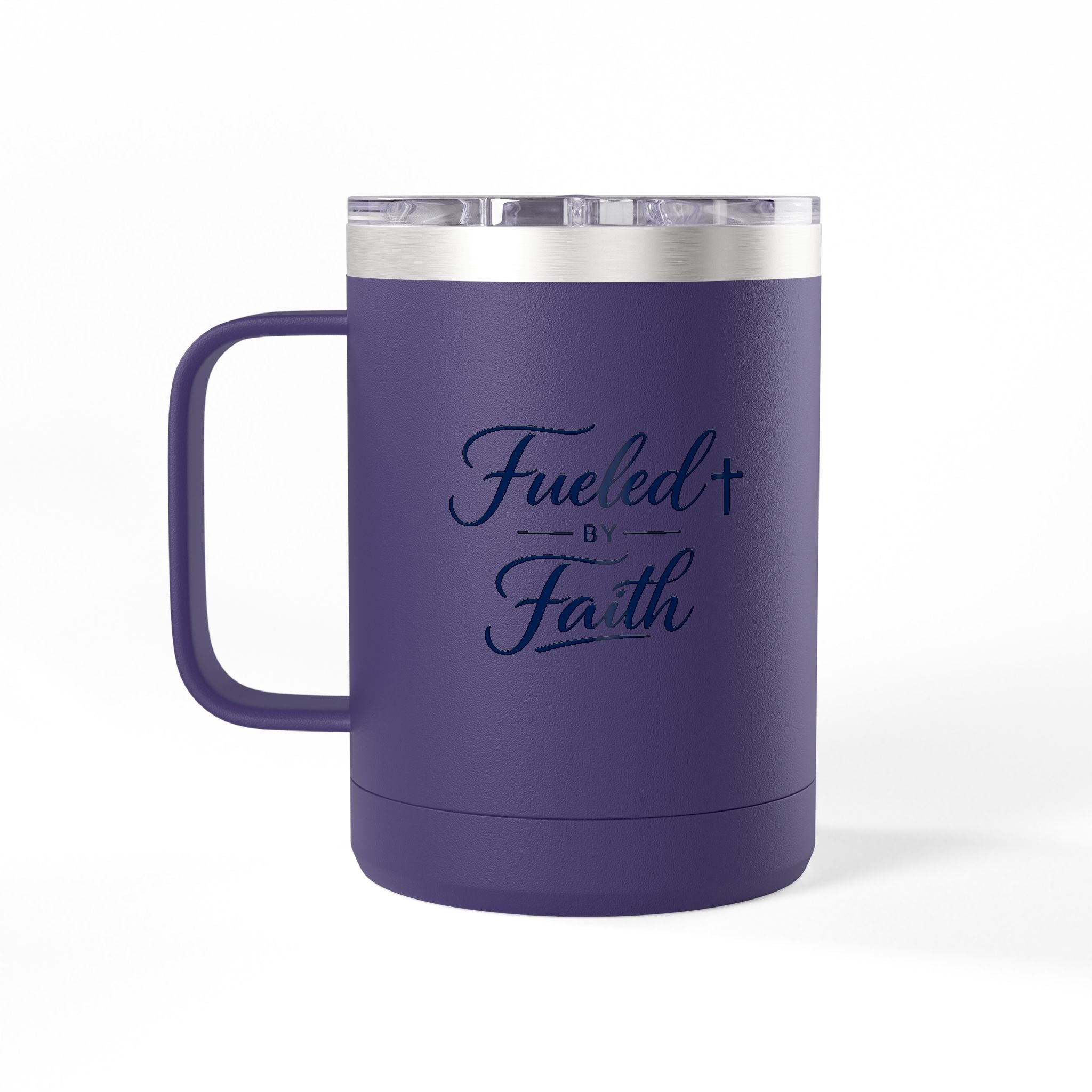 Fueled by Faith™ 15oz Insulated Coffee Tumbler with Handle & Lid | Stainless Steel Travel Mug