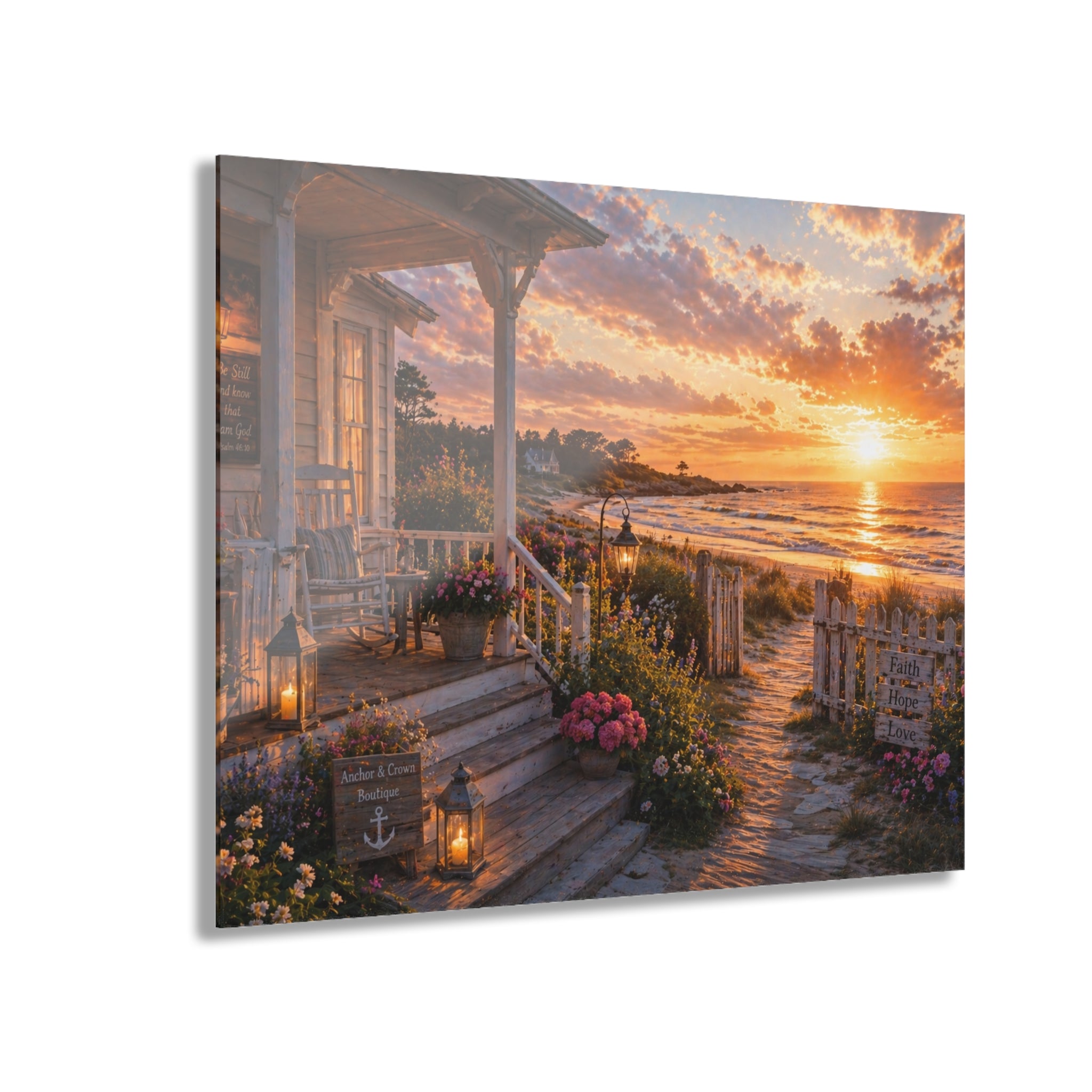 Rest for the Weary™ | 30x20 Coastal Acrylic Wall Art | Faith-Inspired Coastal Wall Decor | Christian Ocean Artwork | Peaceful Beach Wall Art