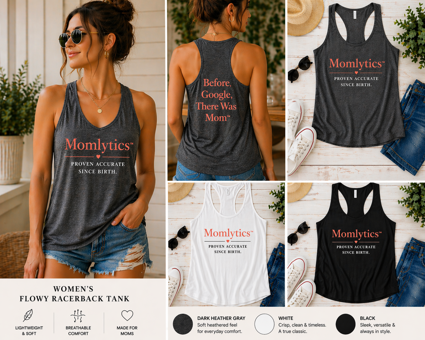 Momlytics™ Flowy Racerback Tank – Before Google, There Was Mom™