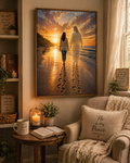 Never Walking Alone™ Acrylic Wall Art | Spiritual Coastal Sunset Beach Scene