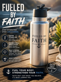32oz Stainless Steel Tumbler – Fueled by Faith™ | Anchor Travel Bottle with Straw Lid