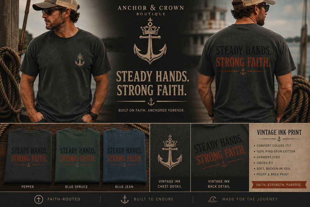 Steady Hands Strong Faith Garment-Dyed Unisex Tee