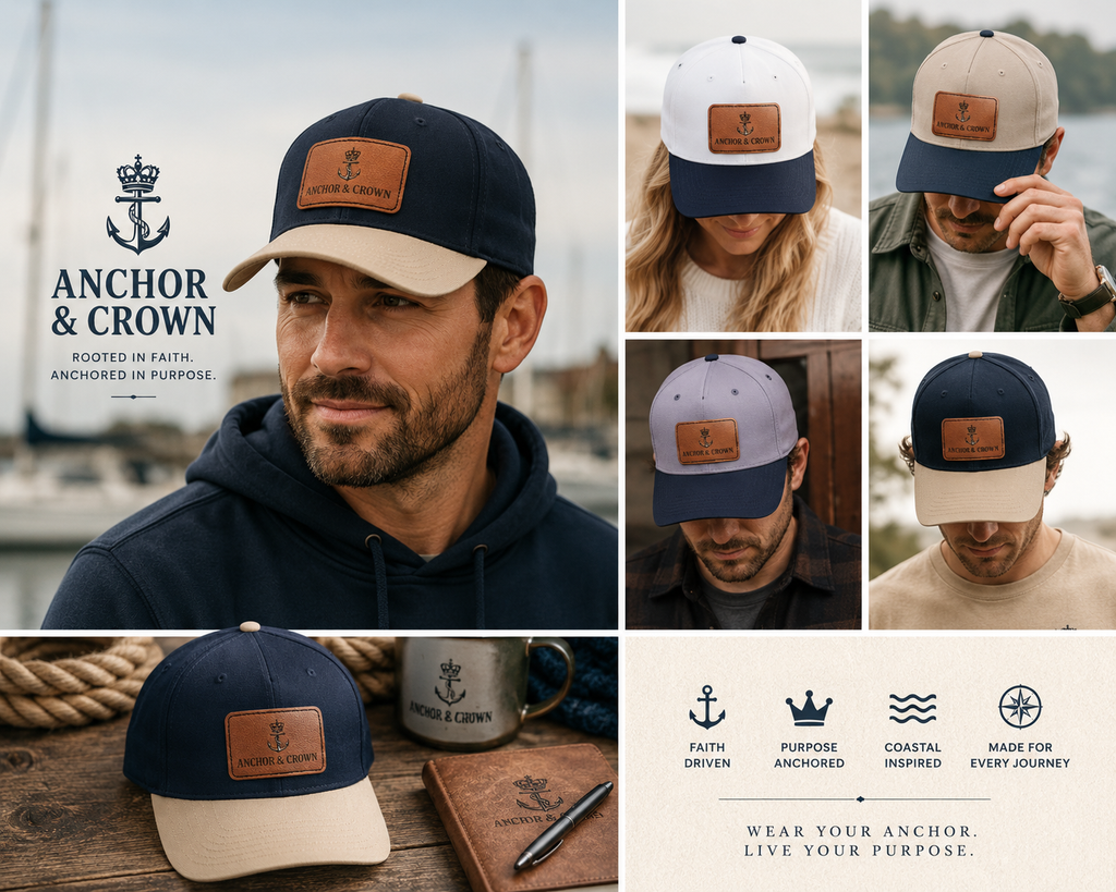 Anchor & Crown Leather Patch Baseball Cap
