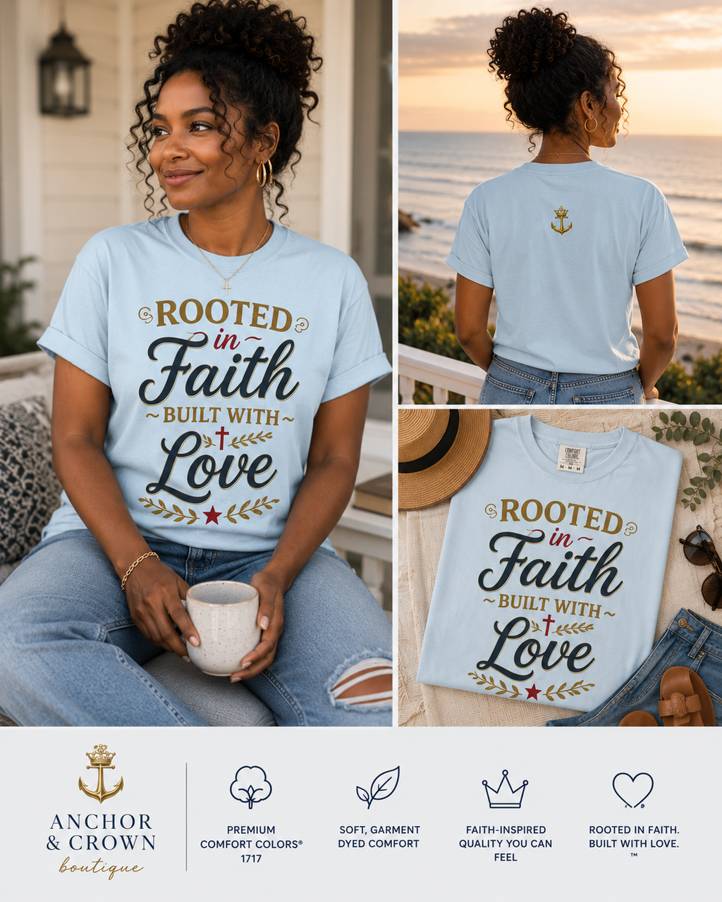 Rooted in Faith. Built with Love. | Comfort Colors® 1717 Garment-Dyed Tee