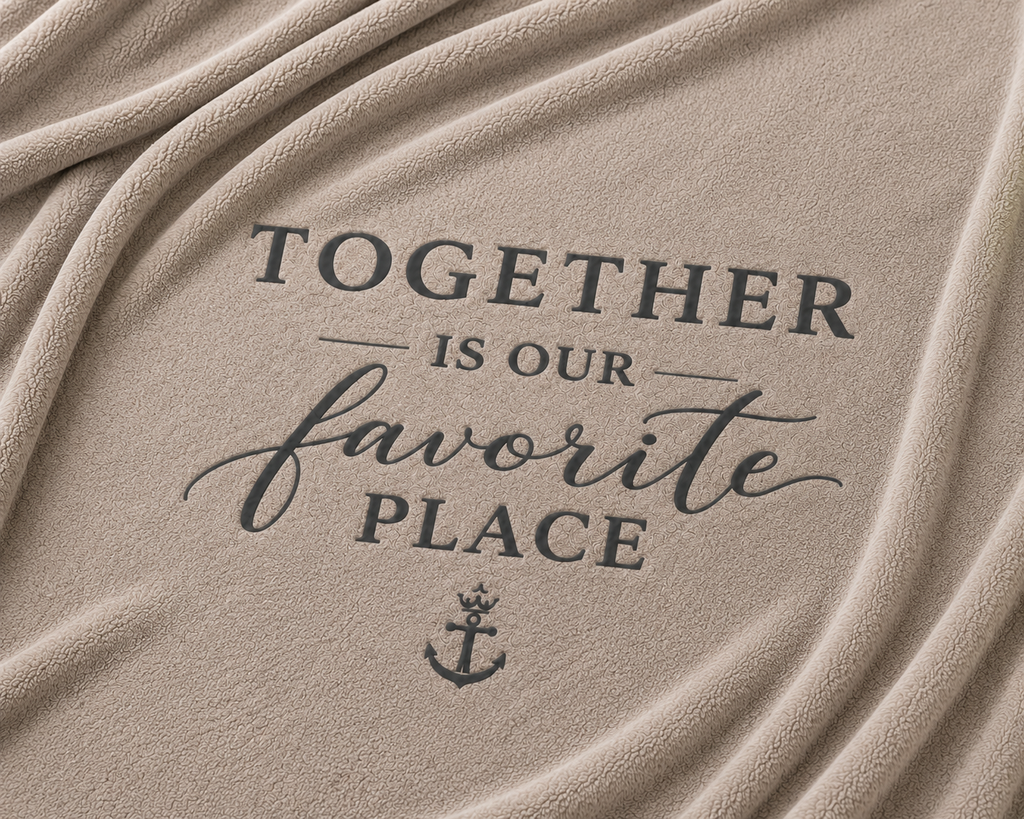 Sherpa Blanket – “Together Is Our Favorite Place” Cozy Fleece Throw