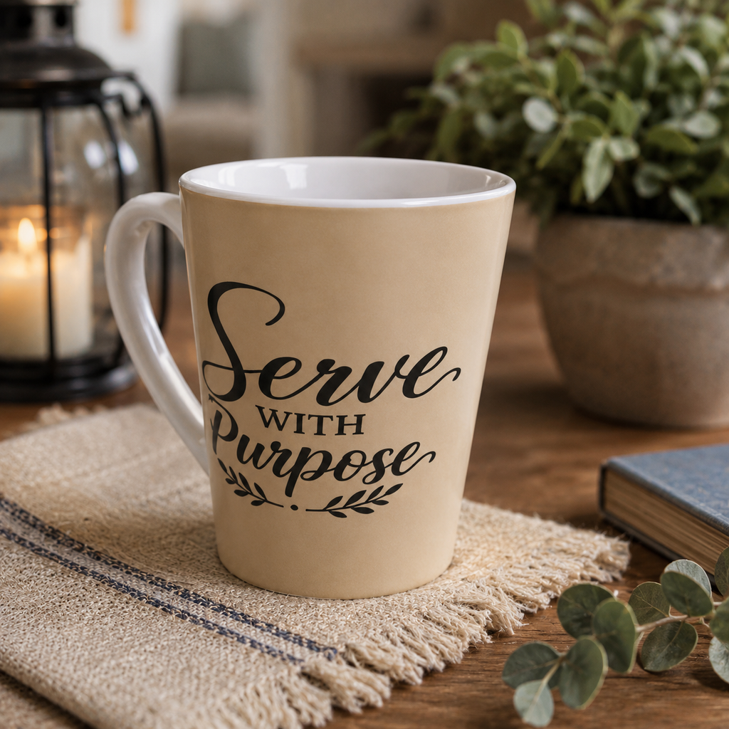 Serve With Purpose Latte Mug – 12 oz Inspirational Coffee Cup