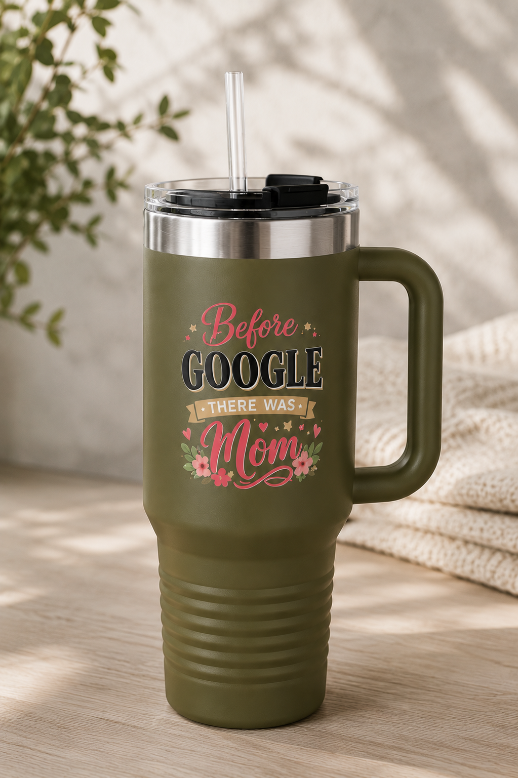 Before Google There Was Mom™ 40 oz Insulated Travel Mug with Handle