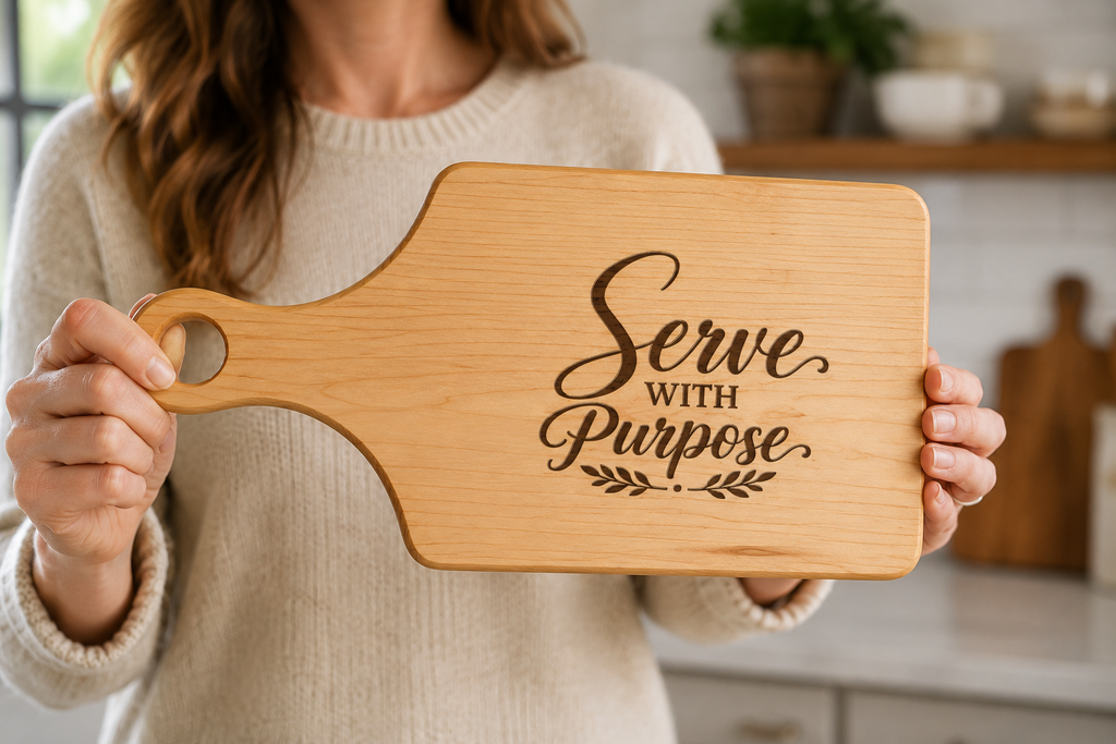 Serve With Purpose™ Engraved Cutting Board | Maple & Walnut Paddle Board