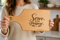 Serve With Purpose™ Engraved Cutting Board | Maple & Walnut Paddle Board