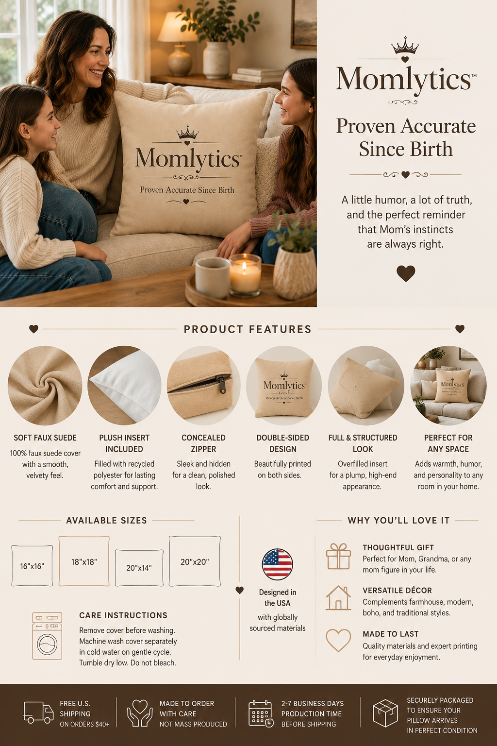 Momlytics™ Pillow Trio | Cozy Faith & Mom Statement Throw Pillow Set