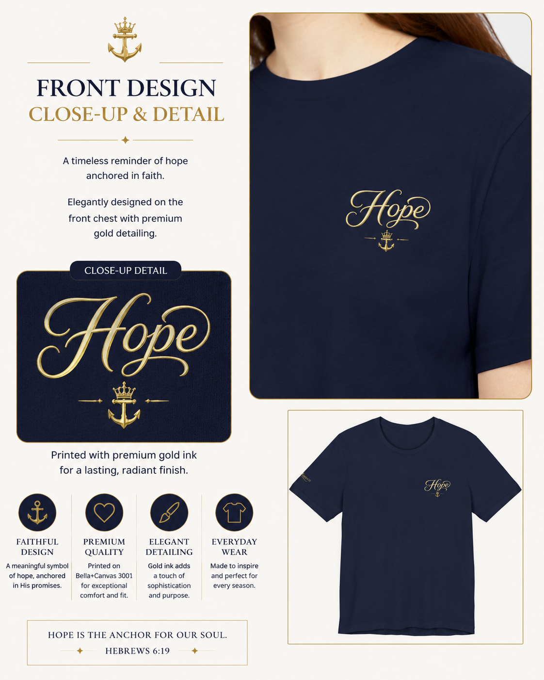 Hope Anchors the Soul™ Inspirational Script Tee