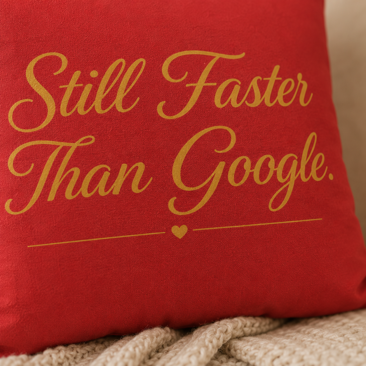 Still Faster Than Google™ Faux Suede Pillow | Mom Gift, Funny Home Decor, Reading Nook Accent