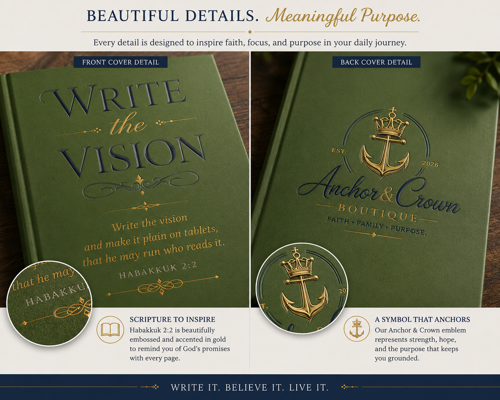 Write the Vision Hardcover Journal | Christian Goal Setting Journal | Habakkuk 2:2 Faith Journal