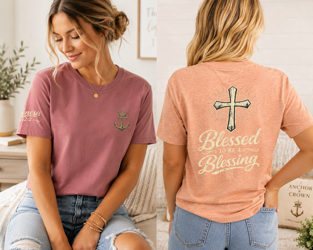 Blessed to Be a Blessing Christian Cross Faith T-Shirt | Inspirational Bible Verse Tee