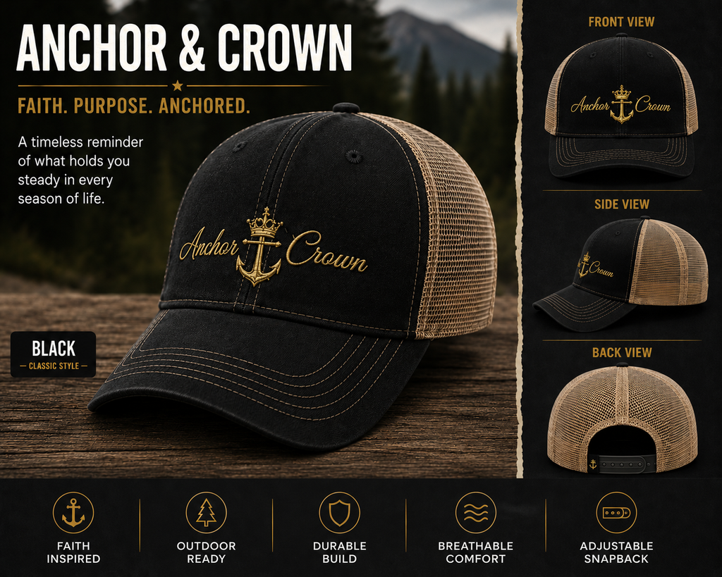 Anchor & Crown™ Trucker Hat | Faith-Inspired Snapback Cap