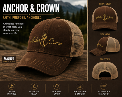 Anchor & Crown™ Trucker Hat | Faith-Inspired Snapback Cap
