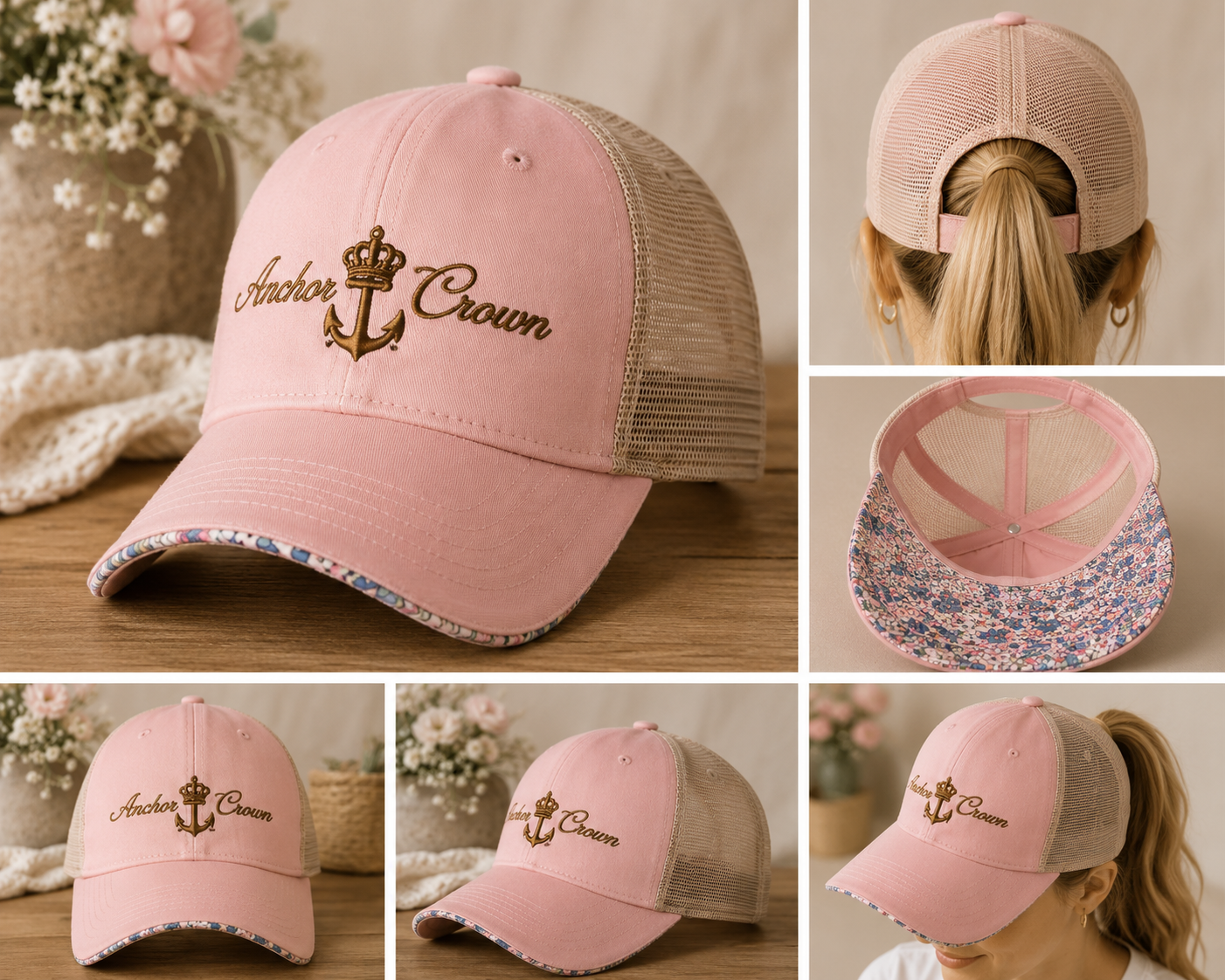 Anchor & Crown™ Women's Ponytail Hat | Faith-Inspired Mesh Back Cap