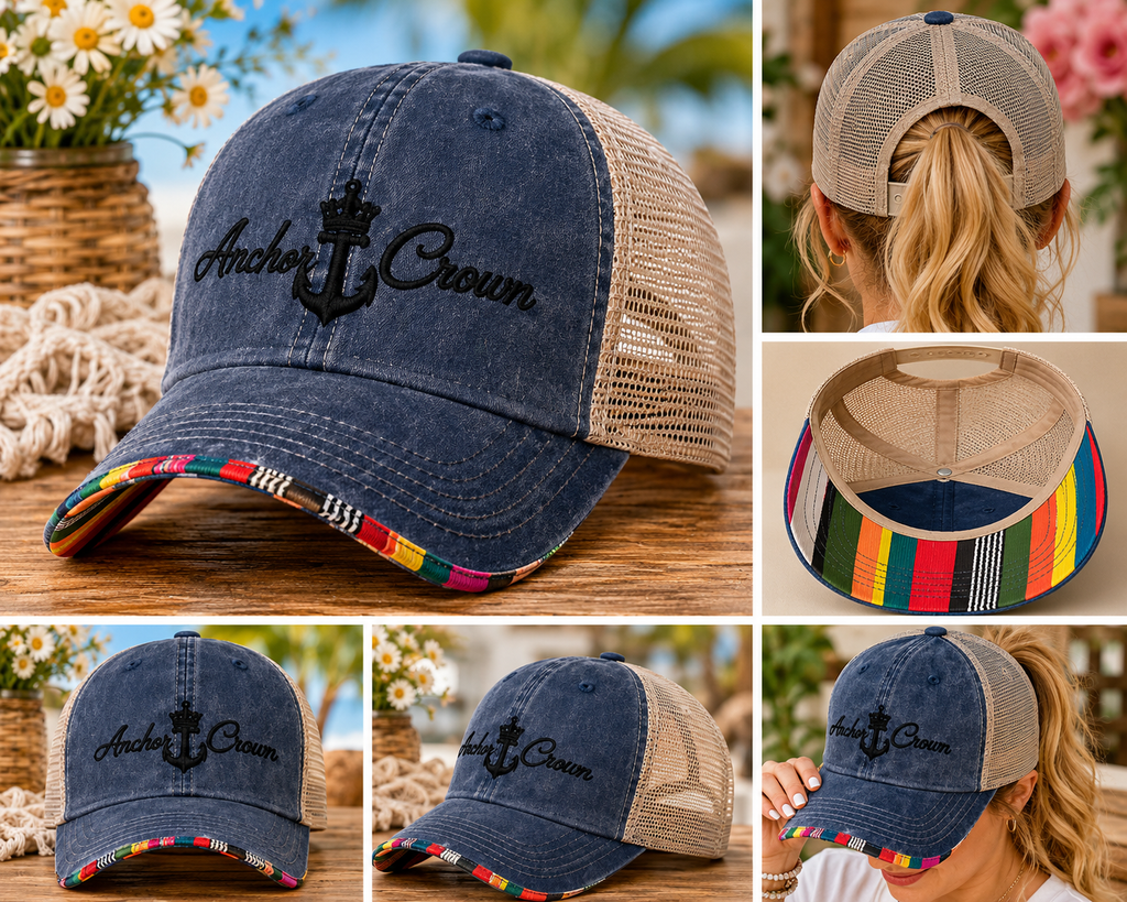 Anchor & Crown™ Women's Ponytail Hat | Faith-Inspired Mesh Back Cap