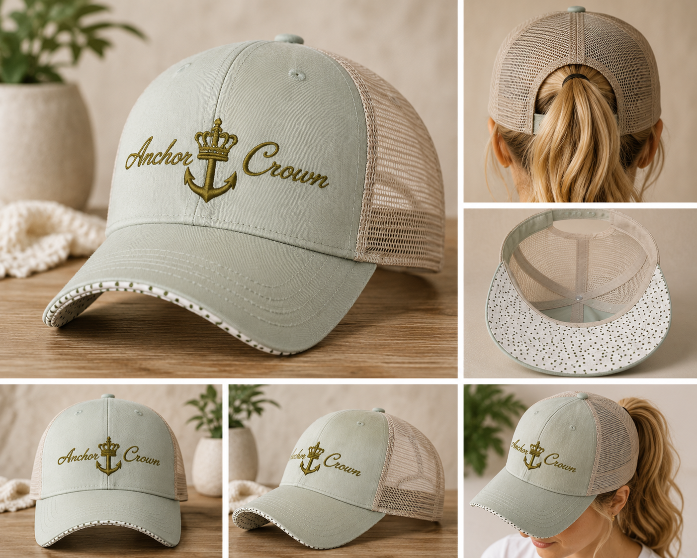Anchor & Crown™ Women's Ponytail Hat | Faith-Inspired Mesh Back Cap