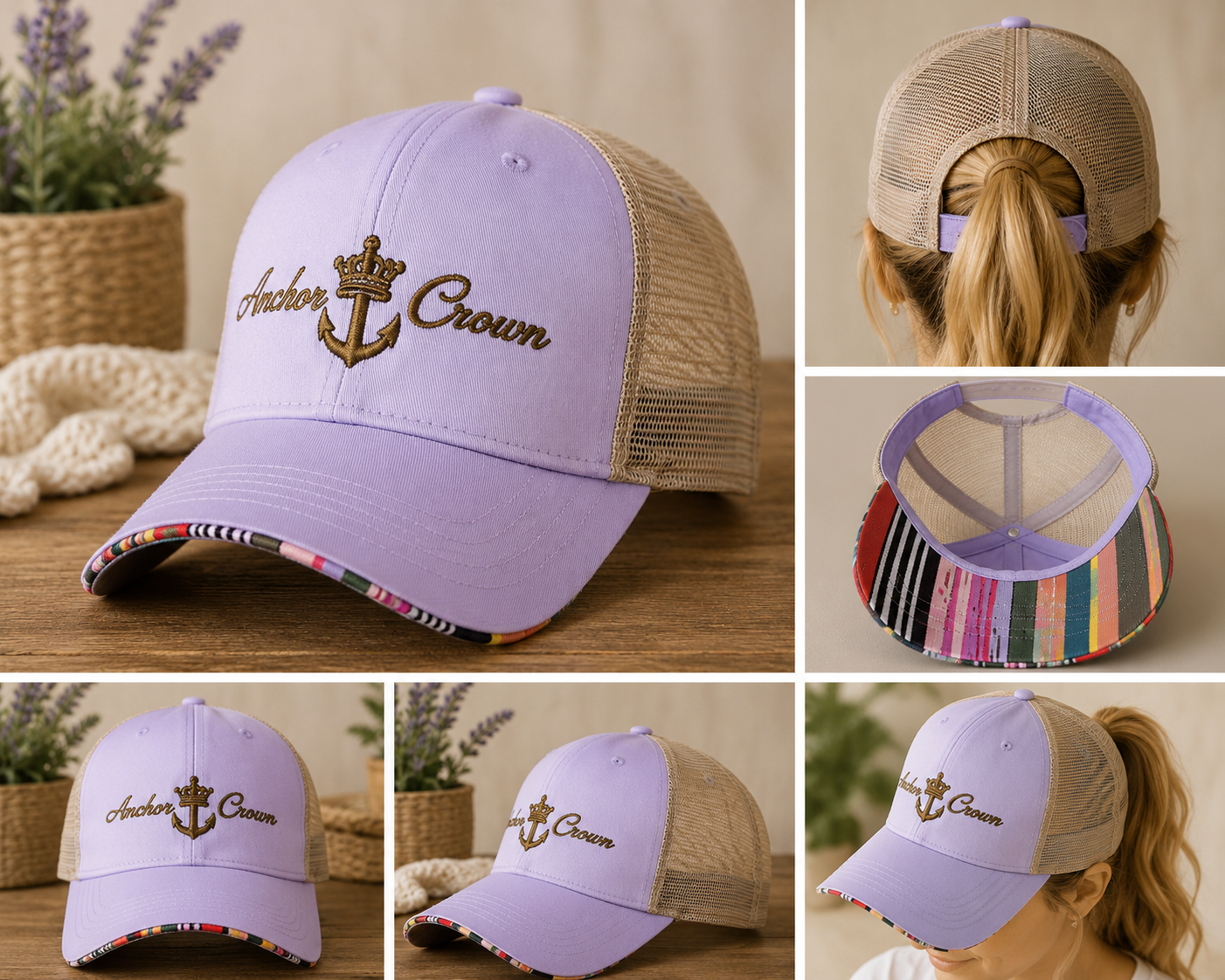 Anchor & Crown™ Women's Ponytail Hat | Faith-Inspired Mesh Back Cap