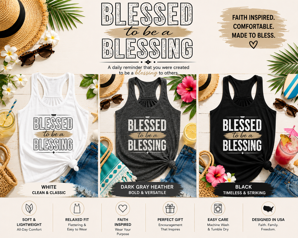 Blessed to Be a Blessing™ Flowy Racerback Tank | Women's Faith-Inspired Summer Tank