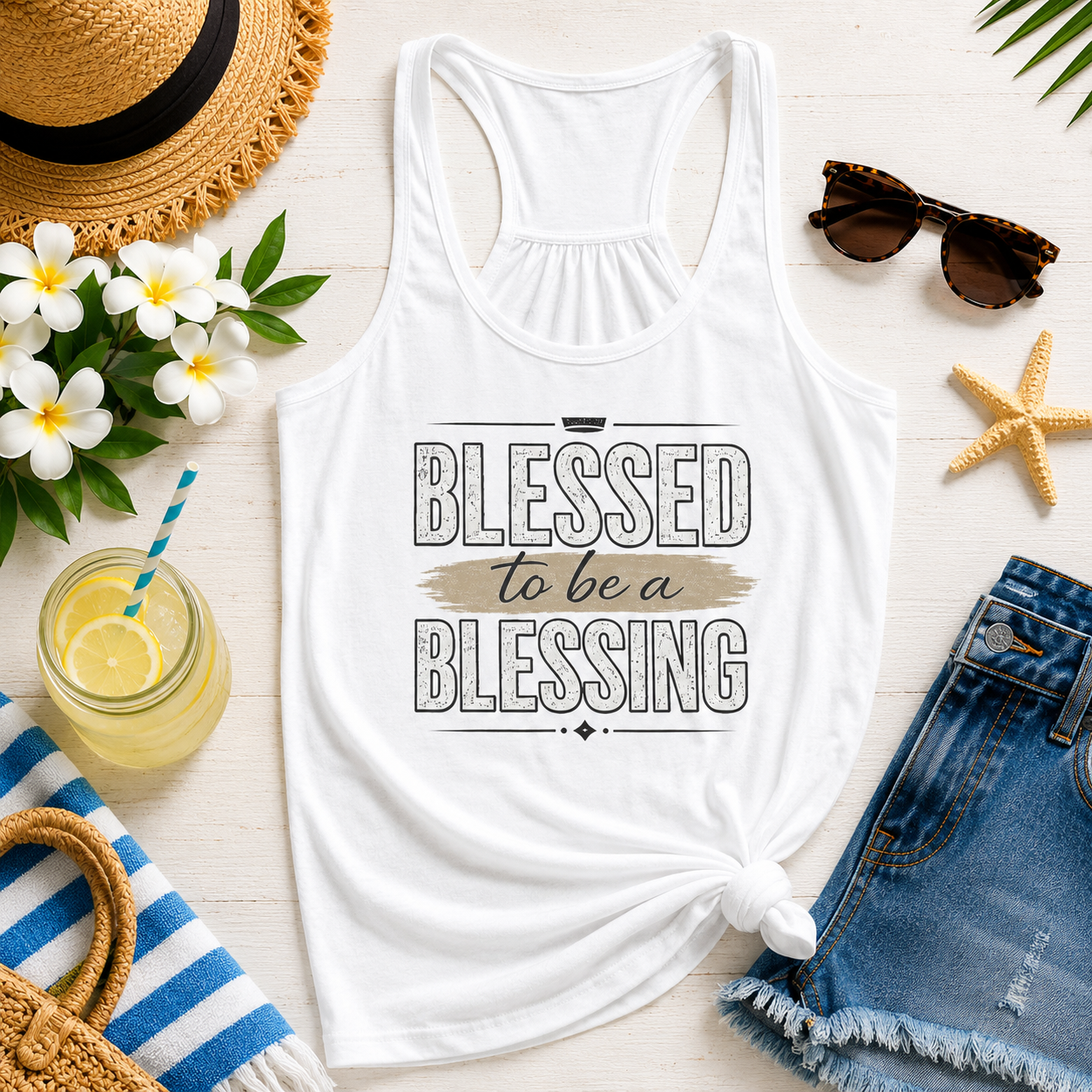 Blessed to Be a Blessing™ Flowy Racerback Tank | Women's Faith-Inspired Summer Tank