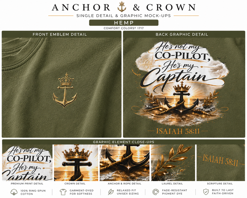 He’s My Captain™ Coastal Faith T-Shirt | Christian Graphic Tee | Comfort Colors 1717 Garment-Dyed Shirt