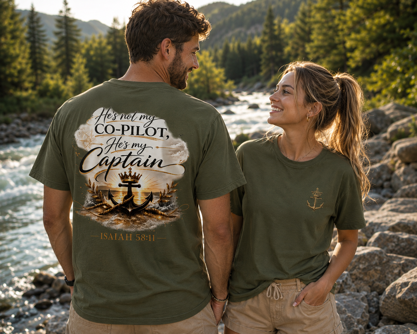He’s My Captain™ Coastal Faith T-Shirt | Christian Graphic Tee | Comfort Colors 1717 Garment-Dyed Shirt