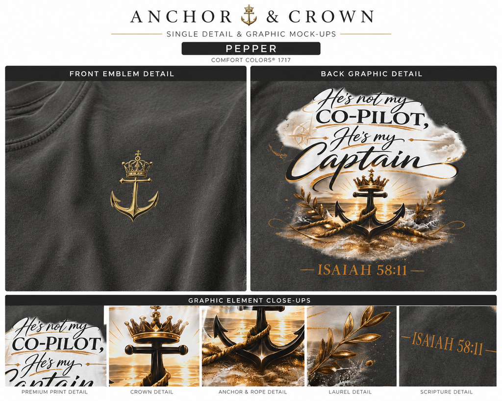 He’s My Captain™ Coastal Faith T-Shirt | Christian Graphic Tee | Comfort Colors 1717 Garment-Dyed Shirt