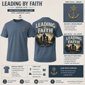 Leading by Faith™ | Christian Dad Shirt | Joshua 24:15 Faith-Based Family Tee