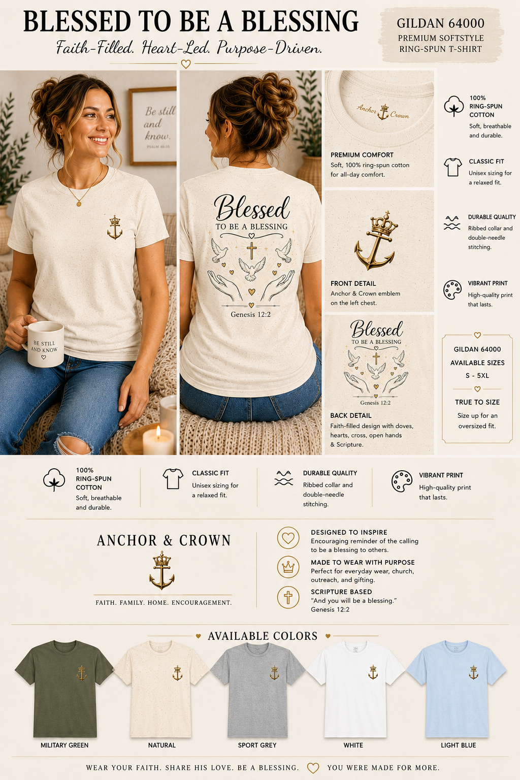 Blessed To Be A Blessing™ T-Shirt – Christian Faith Inspirational Tee