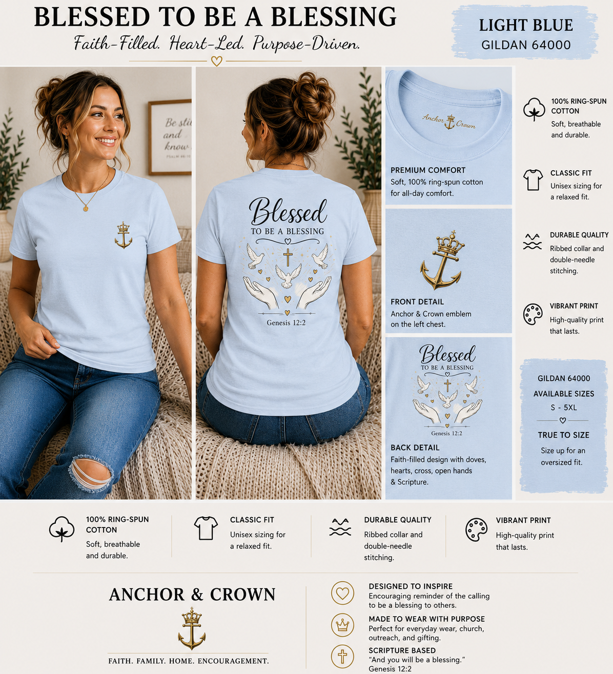 Blessed To Be A Blessing™ T-Shirt – Christian Faith Inspirational Tee