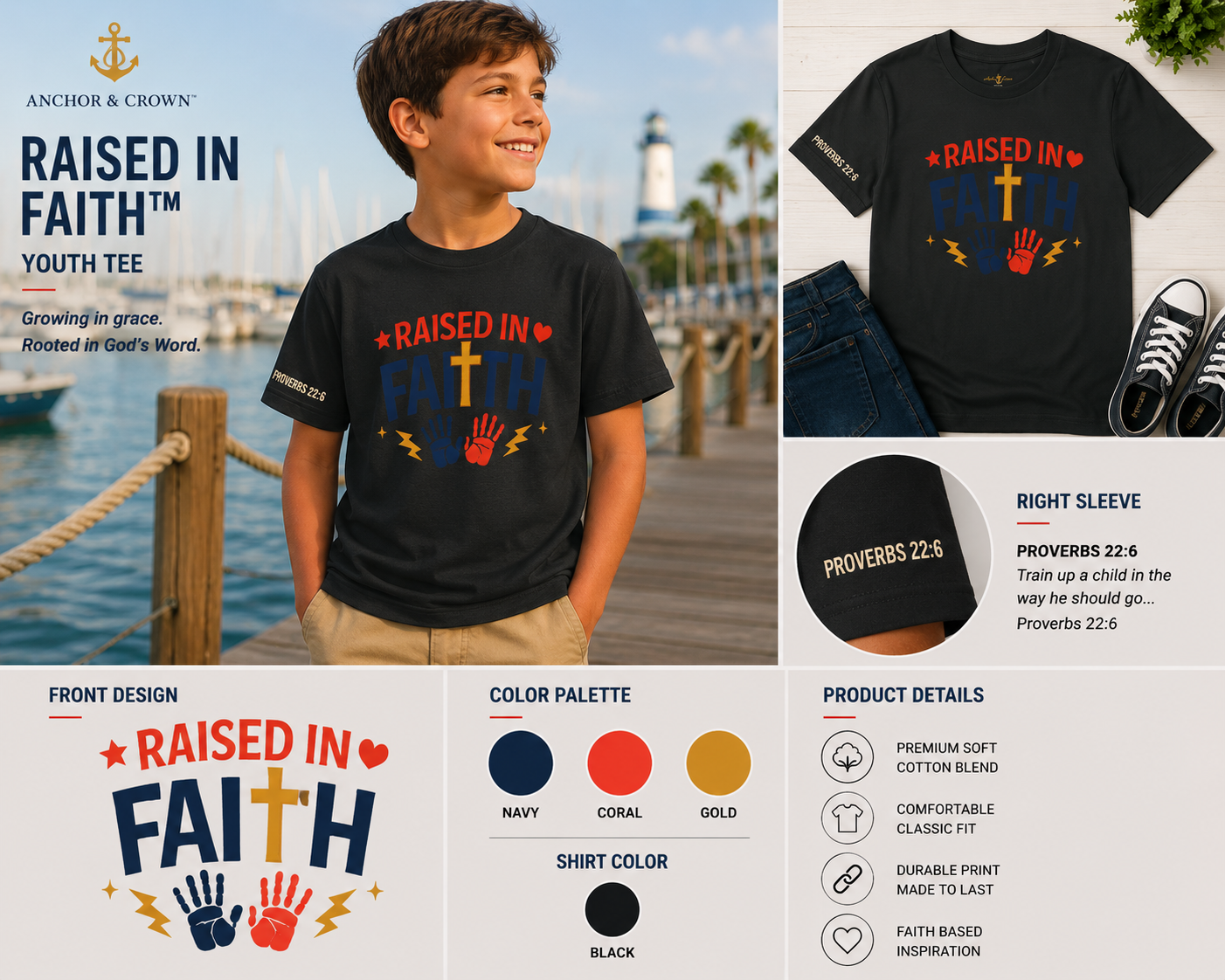 Raised in Faith™ Organic Kids T-Shirt – Christian Faith Tee | Made in USA