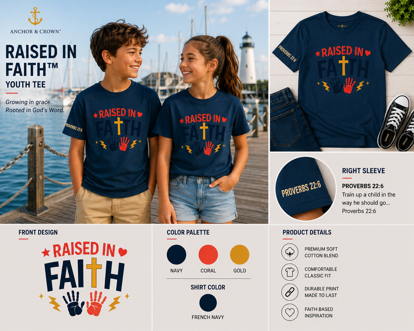 Raised in Faith™ Organic Kids T-Shirt – Christian Faith Tee | Made in USA