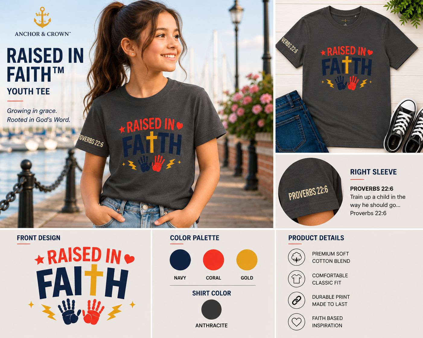 Raised in Faith™ Organic Kids T-Shirt – Christian Faith Tee | Made in USA