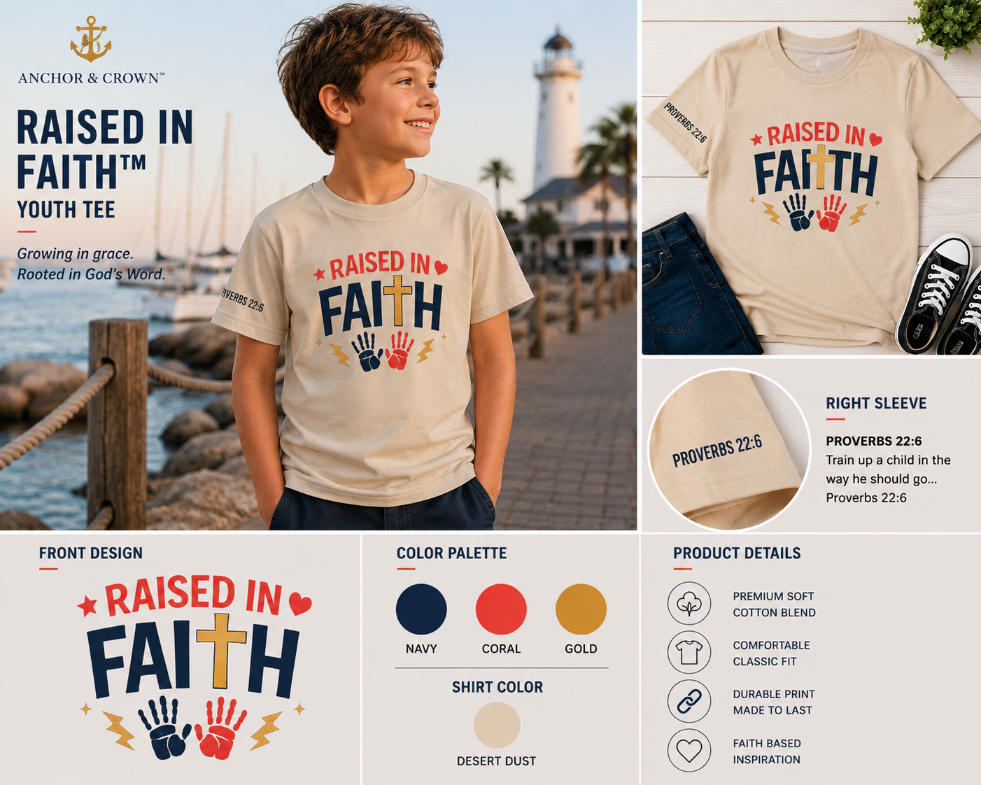 Raised in Faith™ Organic Kids T-Shirt – Christian Faith Tee | Made in USA