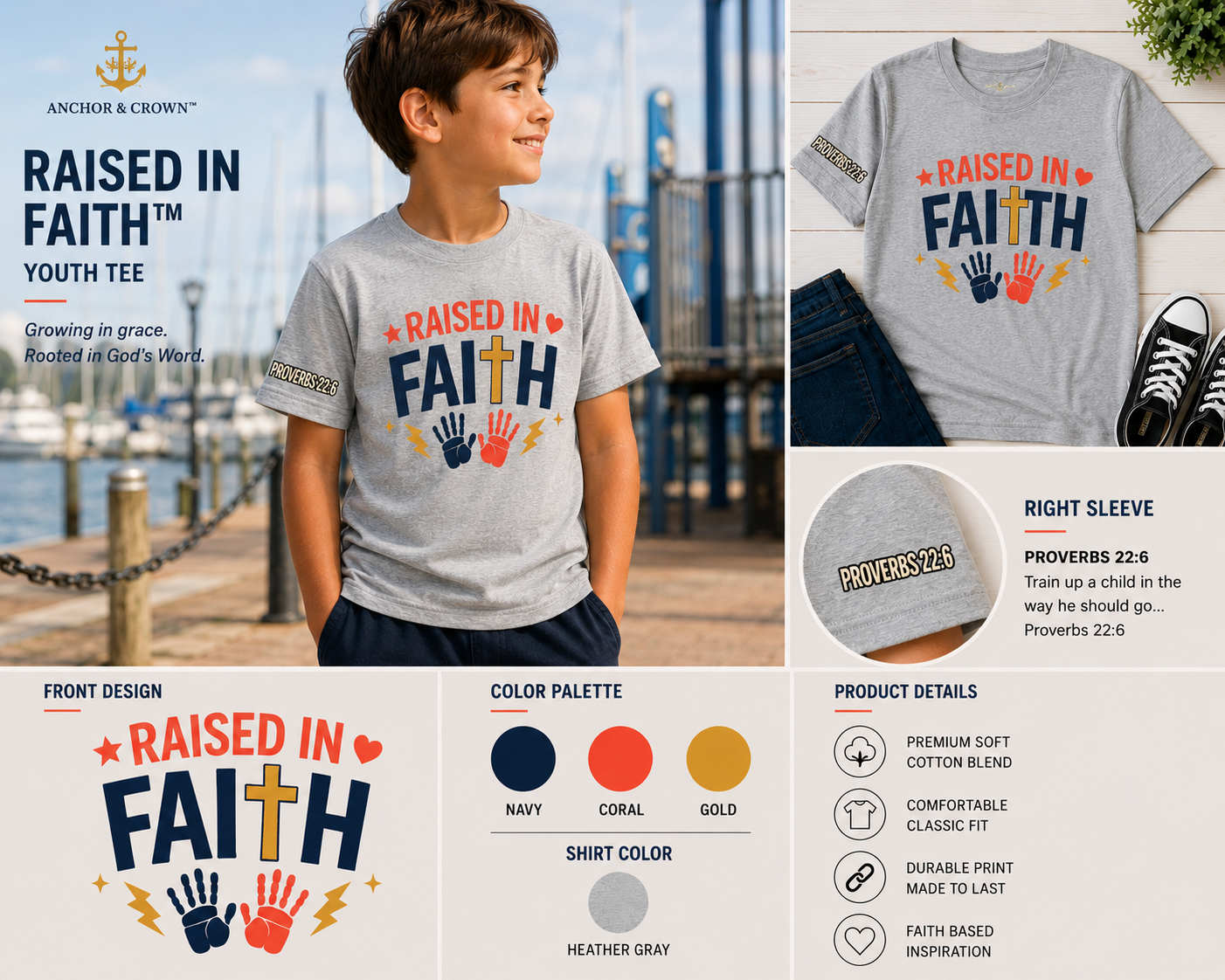 Raised in Faith™ Organic Kids T-Shirt – Christian Faith Tee | Made in USA