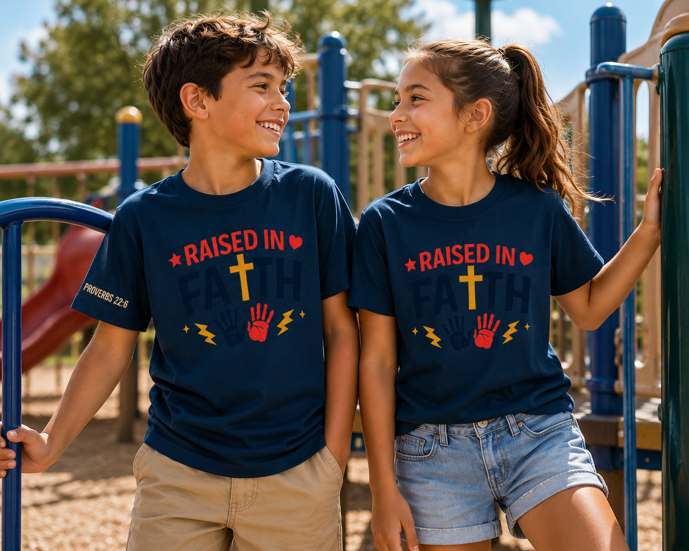 Raised in Faith™ Organic Kids T-Shirt – Christian Faith Tee | Made in USA