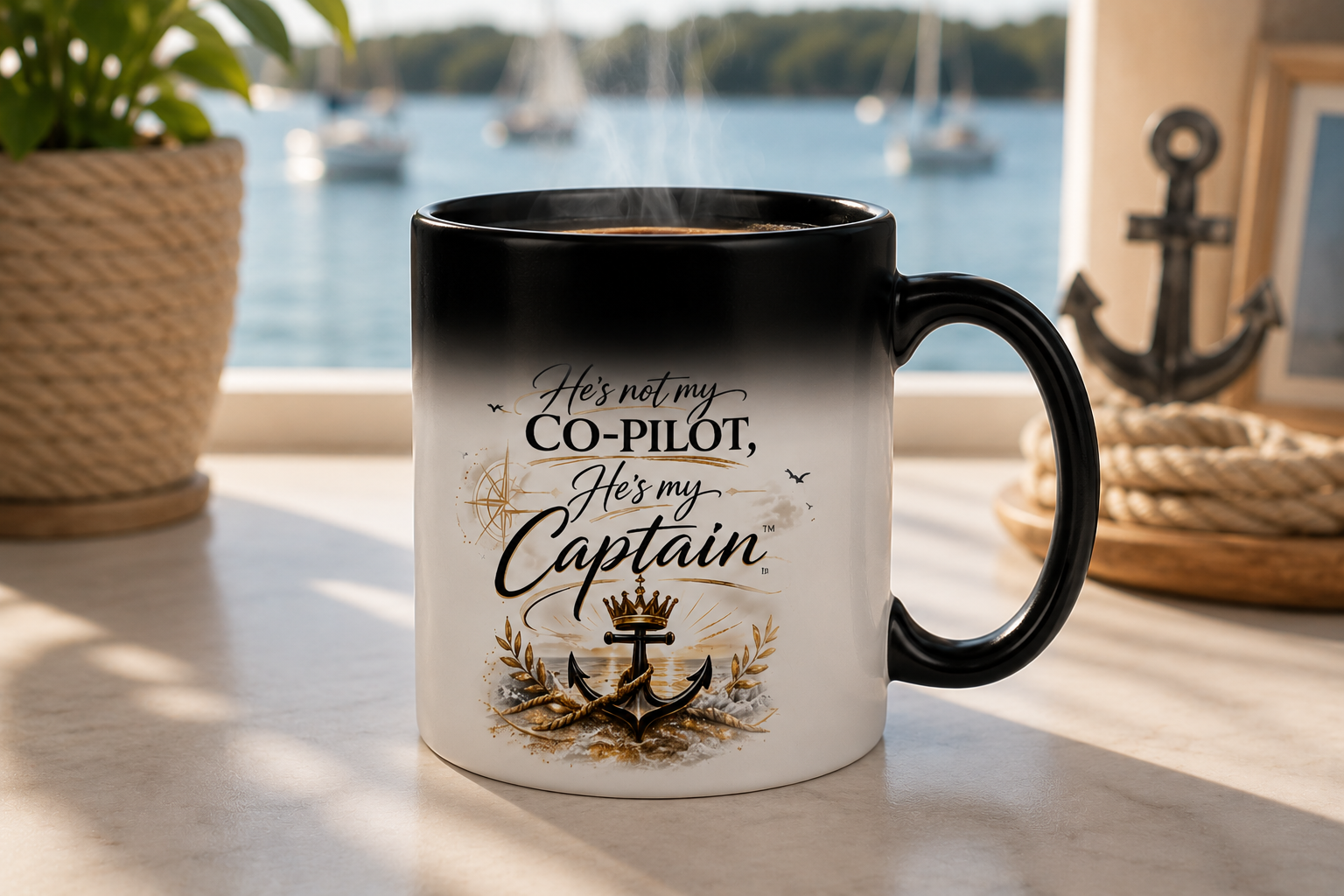 He’s Not My Co-Pilot, He’s My Captain™ Heat Reveal Coffee Mug | 11 oz Color-Changing Mug