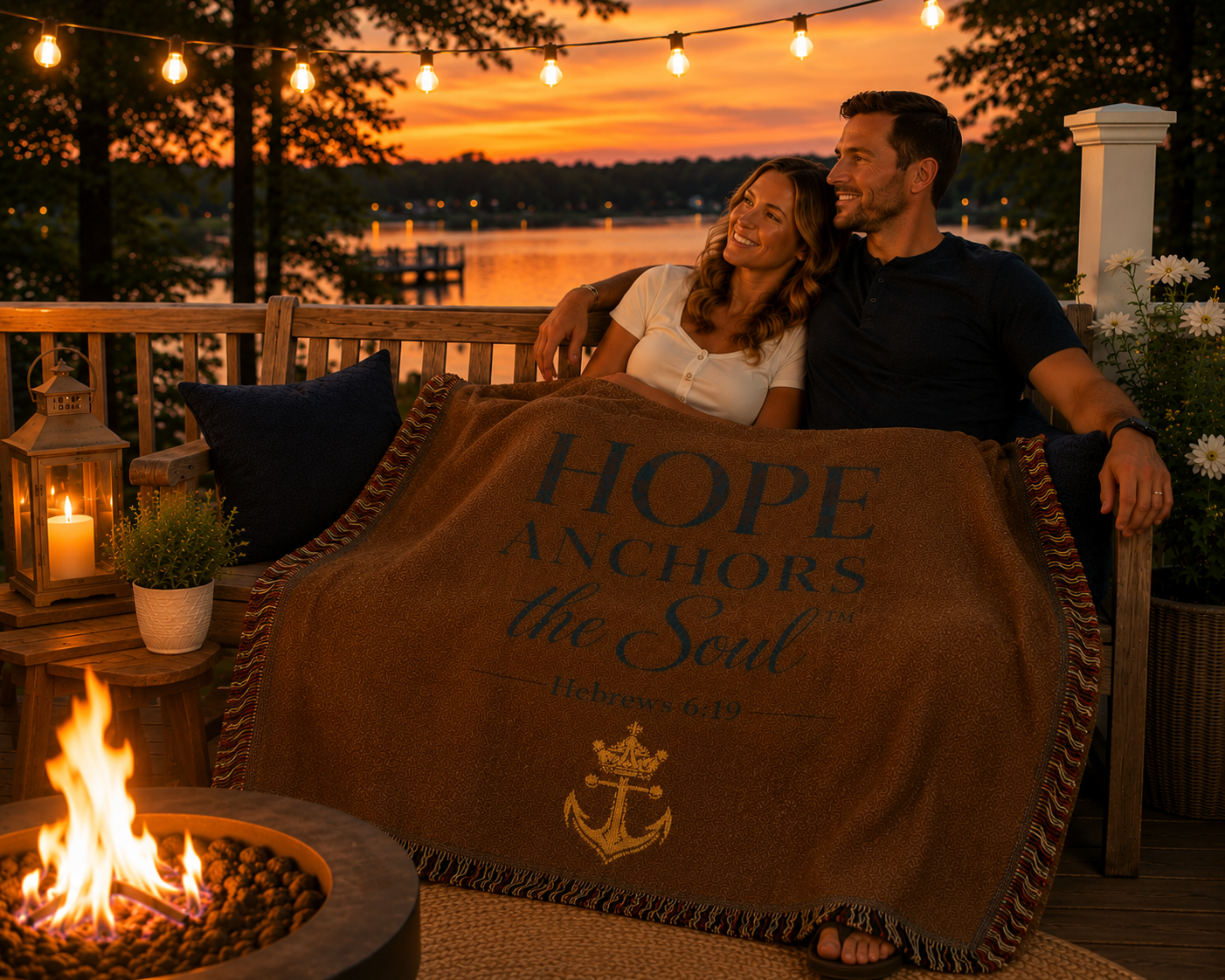 Hope Anchors the Soul™ Woven Blanket — Inspirational Christian Throw with Anchor Design