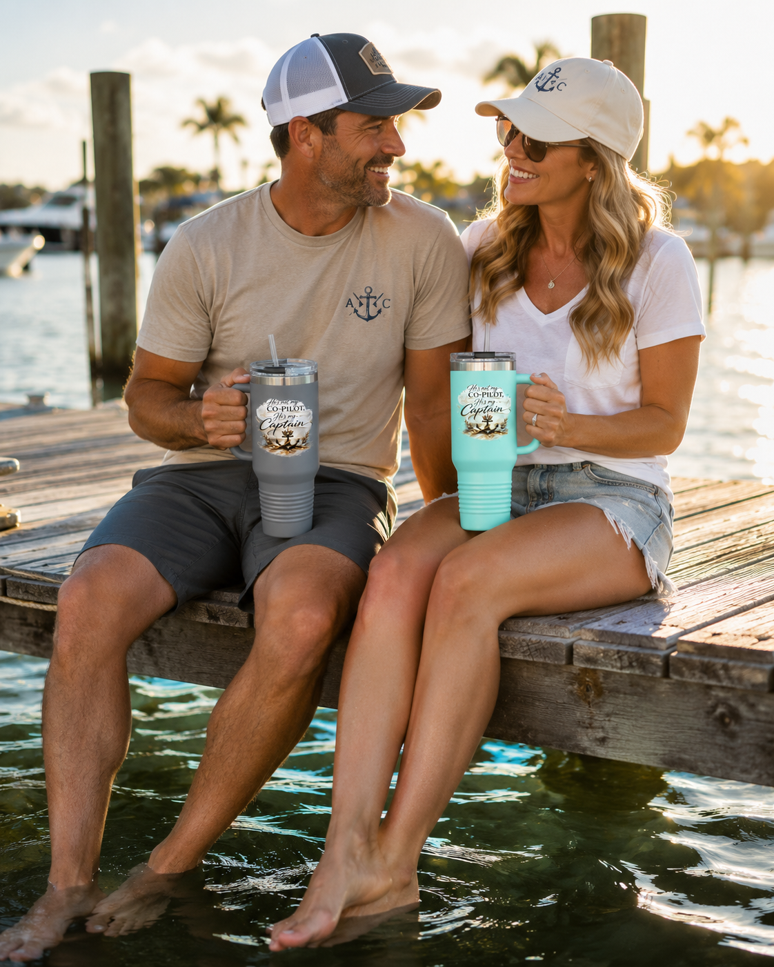 He's Not My Co-Pilot, He's My Captain™ 40 oz Insulated Travel Mug with Handle