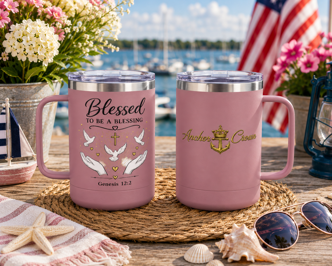 Blessed to Be a Blessing™ 15 oz Insulated Coffee Mug with Handle & Lid | Stainless Steel Travel Mug