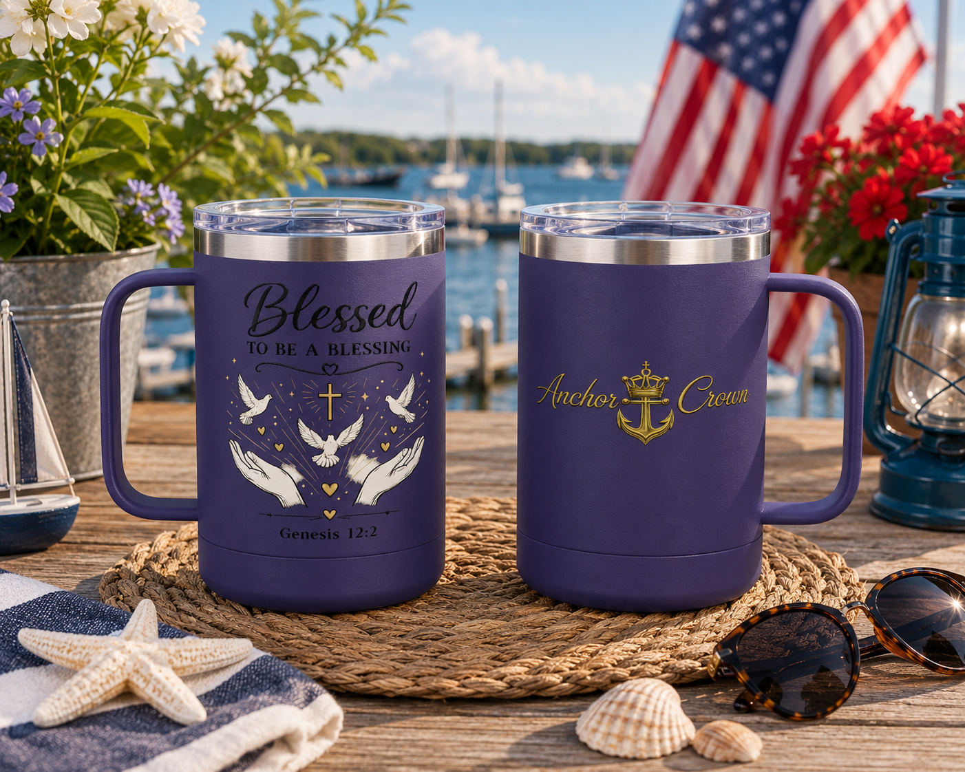 Blessed to Be a Blessing™ 15 oz Insulated Coffee Mug with Handle & Lid | Stainless Steel Travel Mug