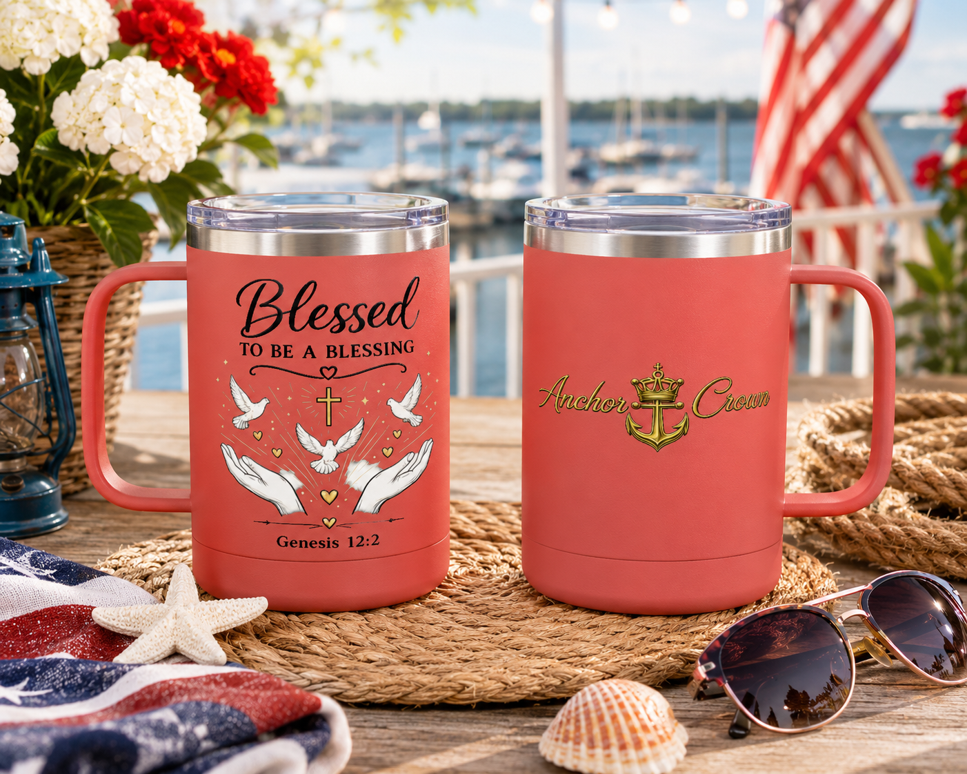 Blessed to Be a Blessing™ 15 oz Insulated Coffee Mug with Handle & Lid | Stainless Steel Travel Mug