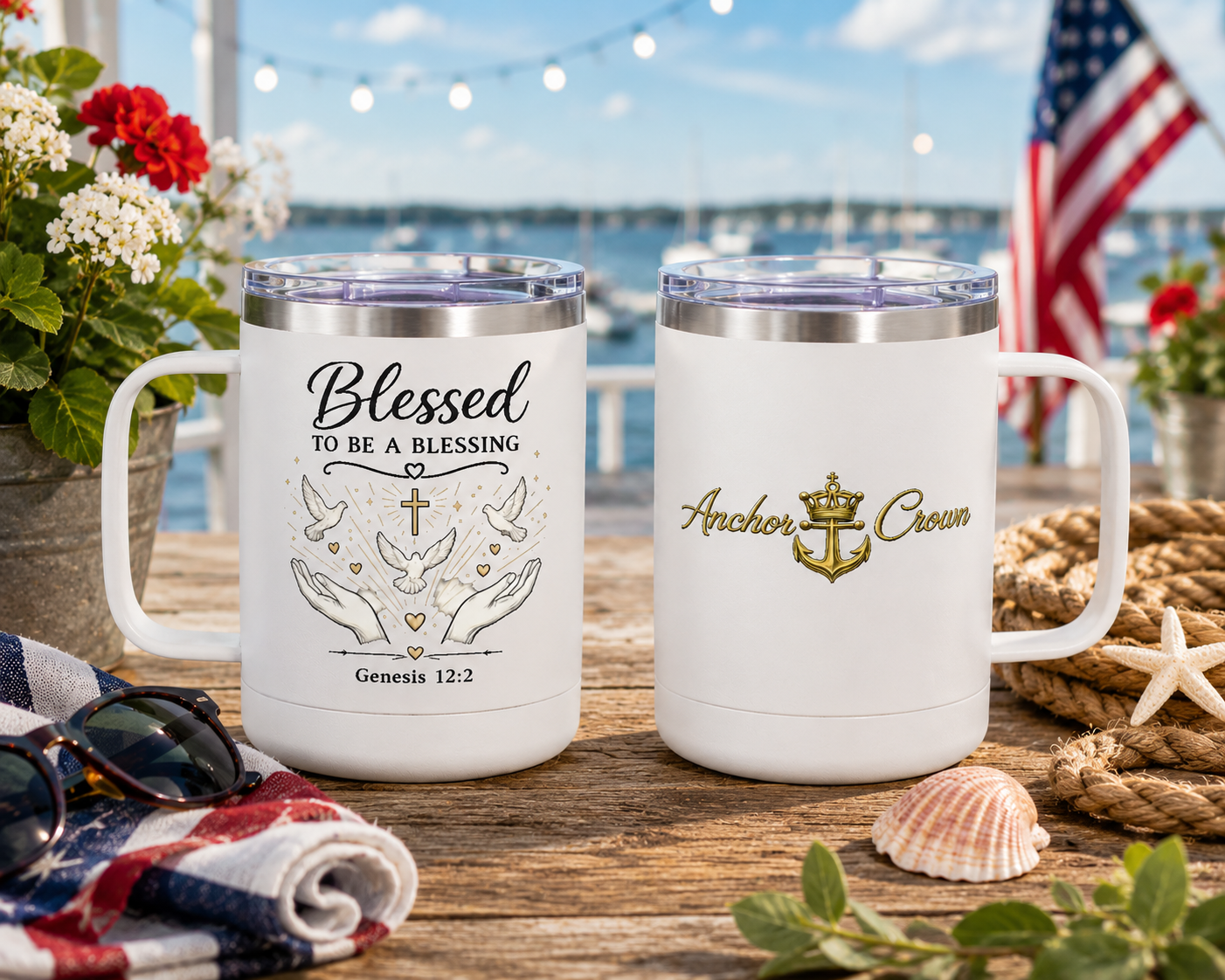 Blessed to Be a Blessing™ 15 oz Insulated Coffee Mug with Handle & Lid | Stainless Steel Travel Mug
